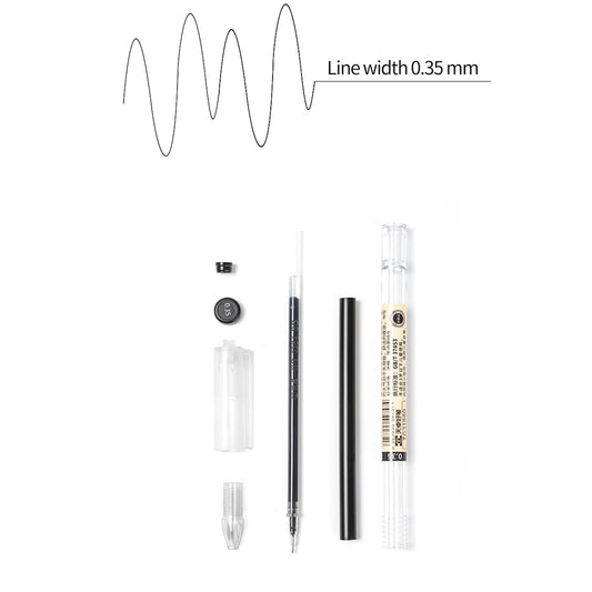 BEMLP Gel Ink Pen Extra Fine Point Pens Ballpoint Pen 0.35mm Black for Japanese Office School Stationery Supply 12 Pieces