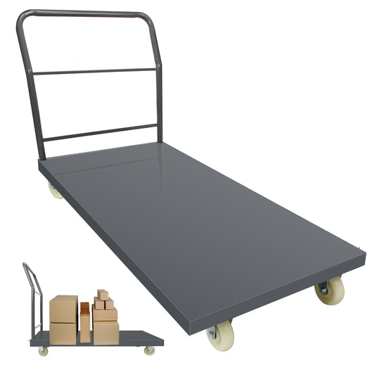 Heavy Duty Platform Truck Moving Flatbed Cart, 30"x60"Push Dolly, 2000 LBS Dolly Cart Flatform with Wheels and Handle, Steel Flatbed Cart for Luggage Moving, Shopping