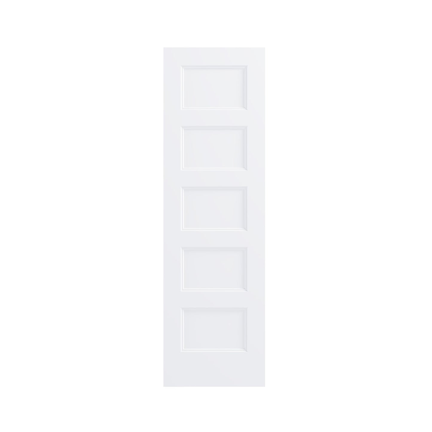 JUBEST 24"x80" 5-Panel Shaker Style White Primed Hollow Core Interior Molded Door Slab, NOT Pre-drilled and NOT Included Hardware, Pre-Assembled Interior Door for Pantry, Laundry, Closet