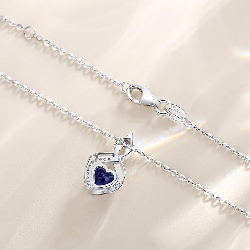 FANCIME Pink Tourmaline Necklace 14K Solid White Gold Heart Pendant with Diamond October Birthstone Necklace Birthday Gifts for Mom Women