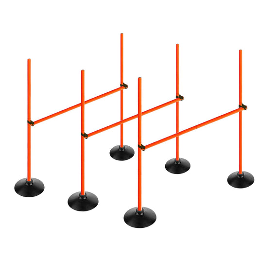 Voodans Orange Adjustable Height Agility Hurdle Set Multi-Function Soccer Trainning Pole Set Coaching Sticks with Rubber Base (Pack of 3, 3.3 FT)