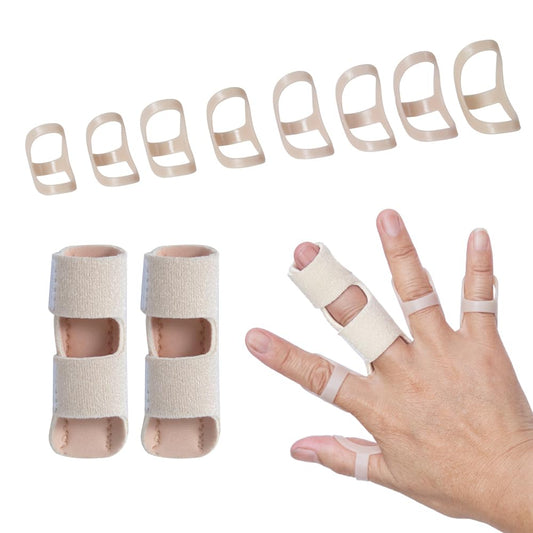 Oval Finger Splint 8 pcs and Trigger Finger Splints 2 pcs for Arthritis,Mallet Fingers - Comfortable and Effective Pain Relief Finger splints For Thumb, Index, Middle, Pinky or Ring Finger (4,5,6,7,8,9,10,11)