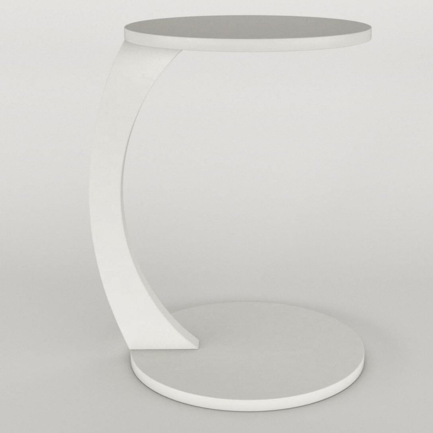 Furpinea C Shaped End Table for Couch Small Places, Space Saver Round Side Table for Sofa and Bedside with Wheel, Coffee and Eating Snack Time Tray for Living Room, Office (White)