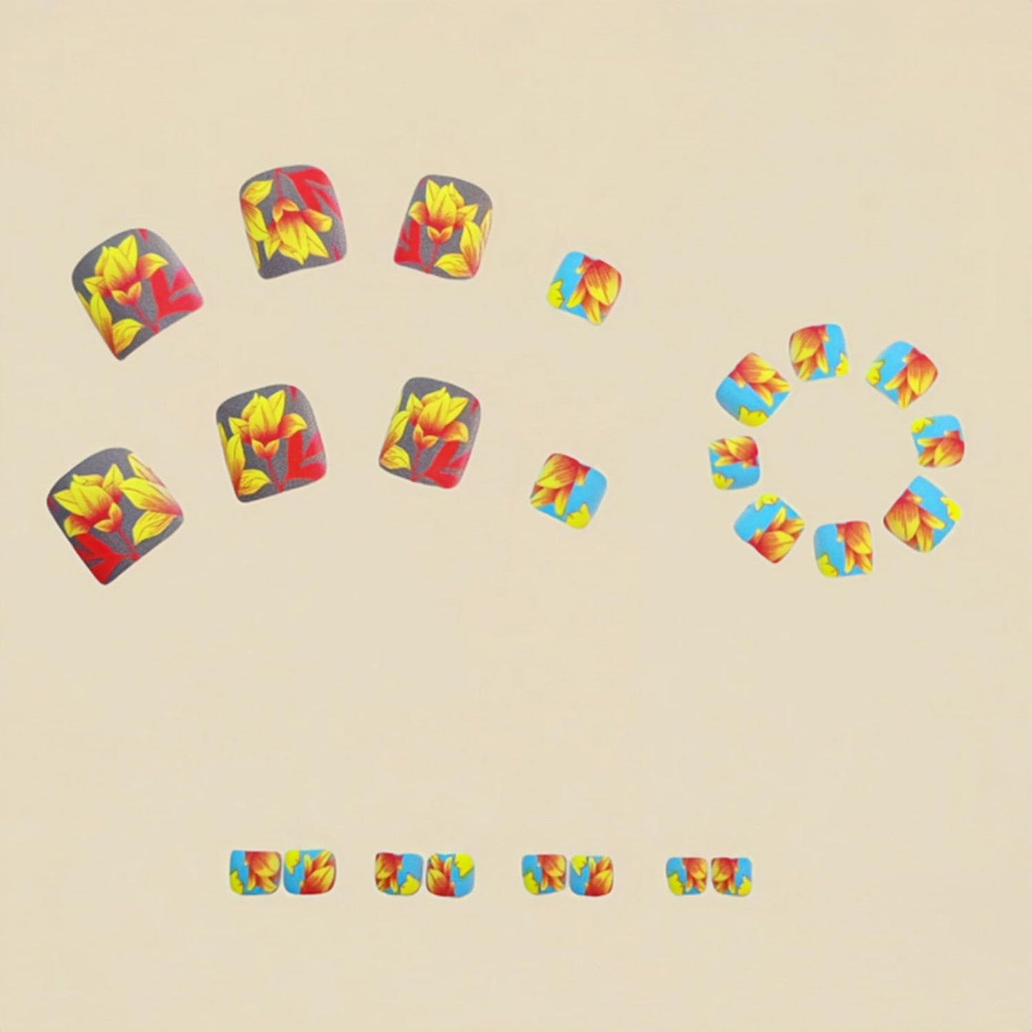 FIEONCIY Press on Toenails with Designs Acrylic Fake Nails for Toe Artificial False Nails with Charms Glue on Toe Nails for Spring Summer Stick on Toenails for Women Girls(Y603)