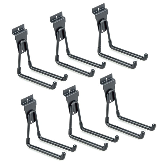 ATOOLA Slatwall Accessories, Black Slatwall Hooks, Garage Utility Hooks for Slatwall, 6 Pack Medium U Hook