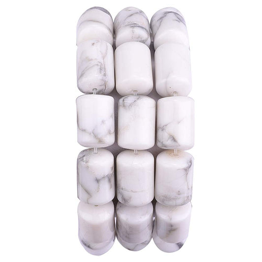 BEADIA Natural White Howlite Cylinder Stone Loose Semi Gemstone Beads for Jewelry Making 10mmx14mm 38cm