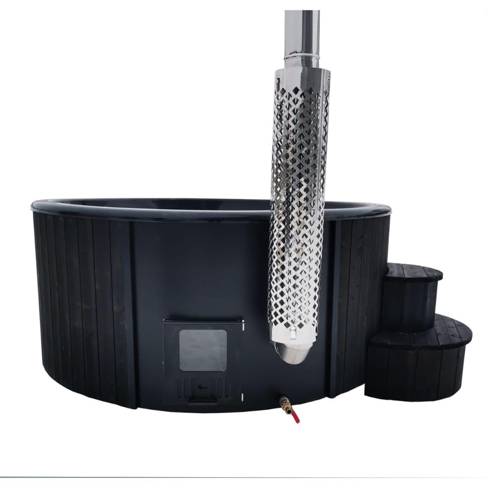 SaunaLife Model S4B Wood-Fired Hot Tub Soak-Series Home Wood-Burning Hot Tub, Black, Up to 6 Persons