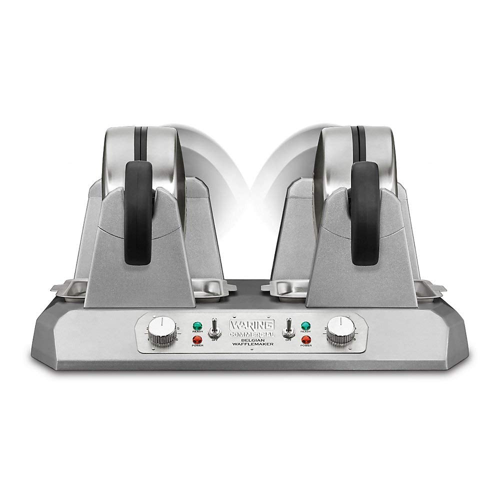 Waring Commercial WW250X Double Side by Side Belgian Waffle Maker, Coated Non Stick Cooking Plates, Produces 50 Waffles Per Hour,120V, 2400W, 5-20 Phase Plug