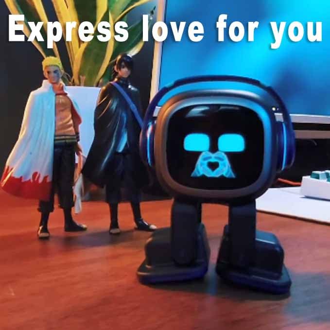 EMOPET AI Desk Robot Companion - ChatGPT Enabled with Voice Commands & Dance Feature, Interactive Robot Pet with Personality, Comes with Charging Home Station