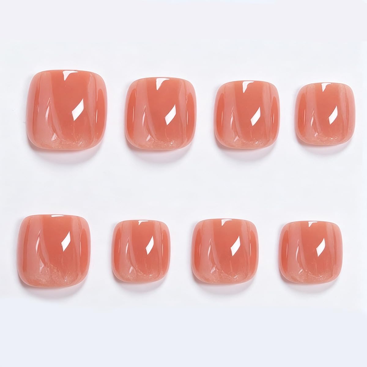 32Pcs Chrome Press on Toenails Short Square Fake Toe Nails Nude Pink Solid Color False Toe Nails Glossy Shiny Mirror Acrylic Toenails Cute Reusable Full Cover Glue on Toe Nail for Women Manicure