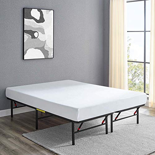 Amazon Basics Bed Frame with Storage, Foldable Metal Platform, Sturdy Steel, No Box Spring Needed, 14 inches High, Tool-Free Easy Assembly, Noise-Free, King Size, Black