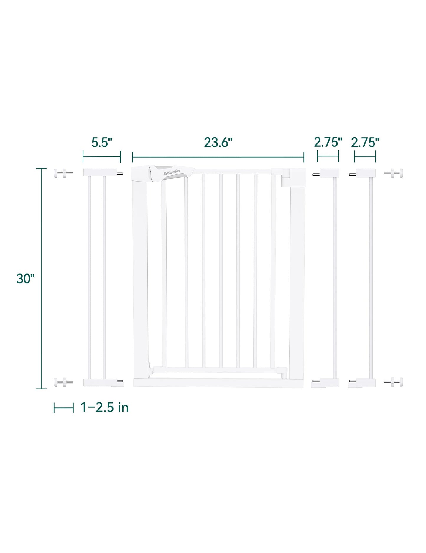 BABELIO Safety Gate Door Fits for Stairs, Narrow and Wide Doorways with Auto Close, Easy Install, No Drilling, Pressure Mounted for Baby, Child, Pets, Dog/Puppy, 26''-40'', White