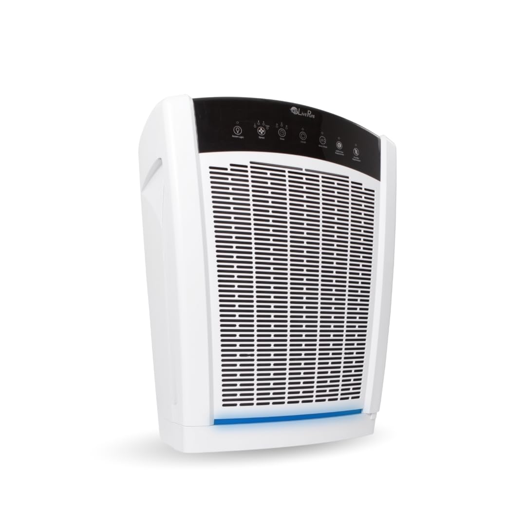 LivePure Bali Series Multi-Room Whole House Large Console Air Purifier, True HEPA Filter Captures Allergens, Smoke, Mold, Pollen, Dust Mites, Pearl White
