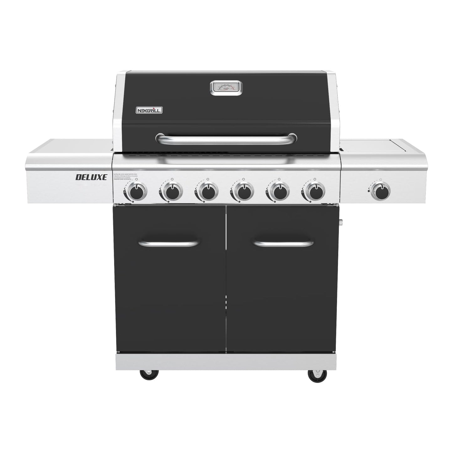 Nexgrill Deluxe 6-Burner Dual Fuel Propane Gas Grill with Searing Side Burner and Griddle Insert, Stainless Steel Frame, 60,000 BTUs Output, BBQ Grill for Outdoor Gatherings - 720-0896GH