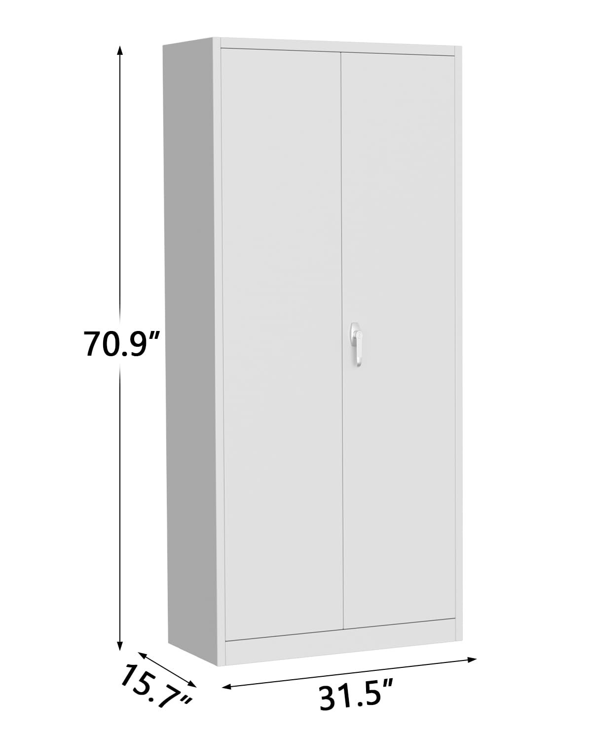 Storage Metal Cabinet 71" with Doors and Shelves Adjustable Adjustable Feet and Lock Tall Storage Cabinet for Pantry Garage Craft Bedroom Office