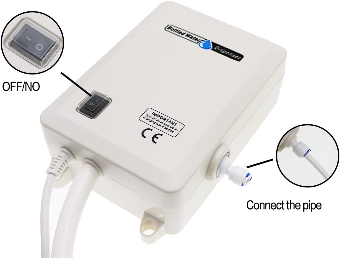 TDRSUPER Bottle Water Dispenser Pump System Self-Priming 110V AC US Plug Drinking Water Pump Single Tube Food Grade Suitable for Coffee/Tea Maker, Water Dispenser, Refrigerator, Ice Maker