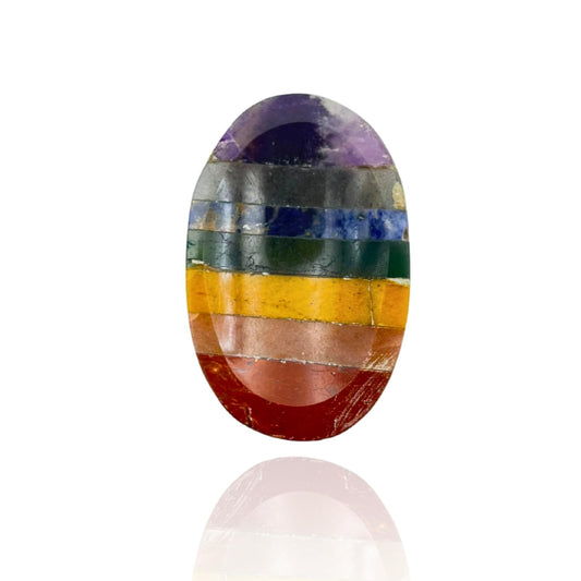 Wholesalegemshop 7 Chakra Thumb Worry Stones Metaphysical Gemstone Crystal Healing Reiki Men Women Gift FENG Shui Positive Energy Love Wellness Palm Stones Wicca Powerful