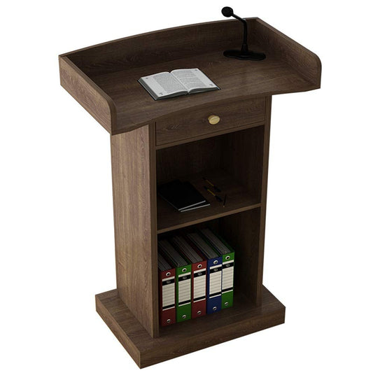 Lectern Podium Stand, Podium Speaking Taiwan Ceremonial Desk Simple Modern Welcome Shopping Guide Reception Customer Desk Host Stage Steel Podium (Color : Natural, Size : with Drawer)