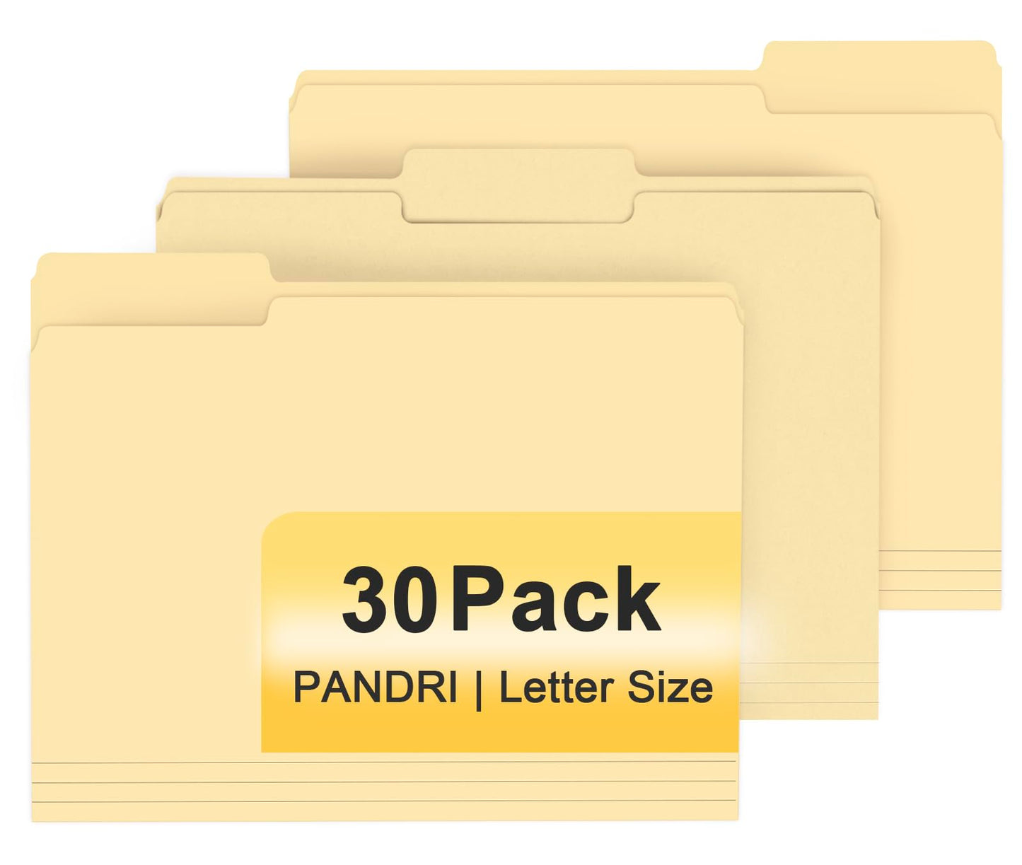 File Folder, PANDRI 30 Pack File Folder, 1/3 Cut Tab, Letter Size, Filing Folder for Office School Business, Manila