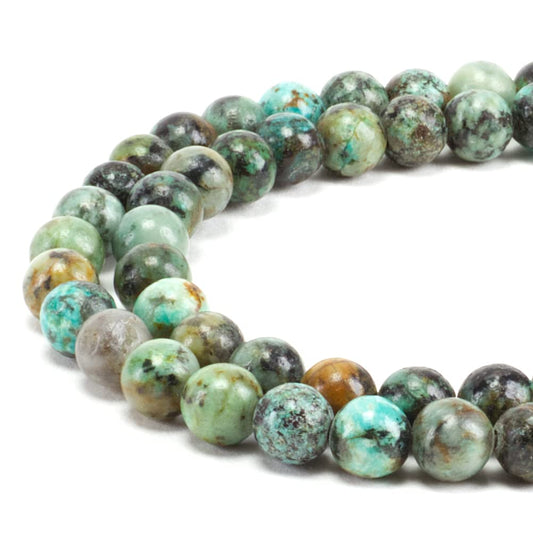Cherry Tree Collection | 100PCS 6mm African Turquoise Gemstone Round Beads for Jewelry Making | Includes Storage Box, Elastic String, and Needles