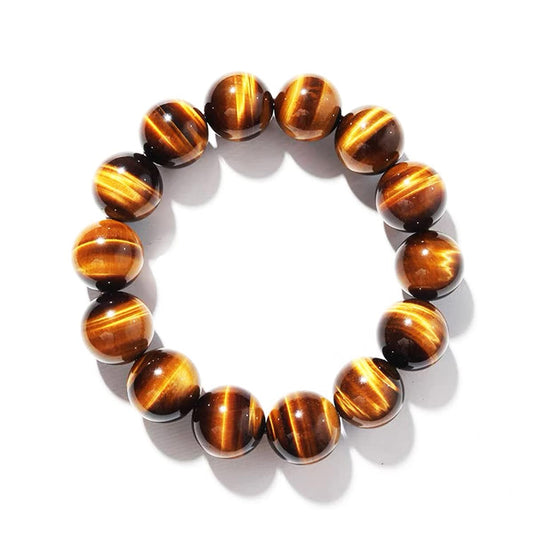 16MM Tiger Eye Bracelet for Unisex Big Beads for Men| Real International Gemstones for Anxiety Stress Diabete Relief | Bring Wealth Good Luck, Unique choice for Friends Lovers, Come with Beading Kit