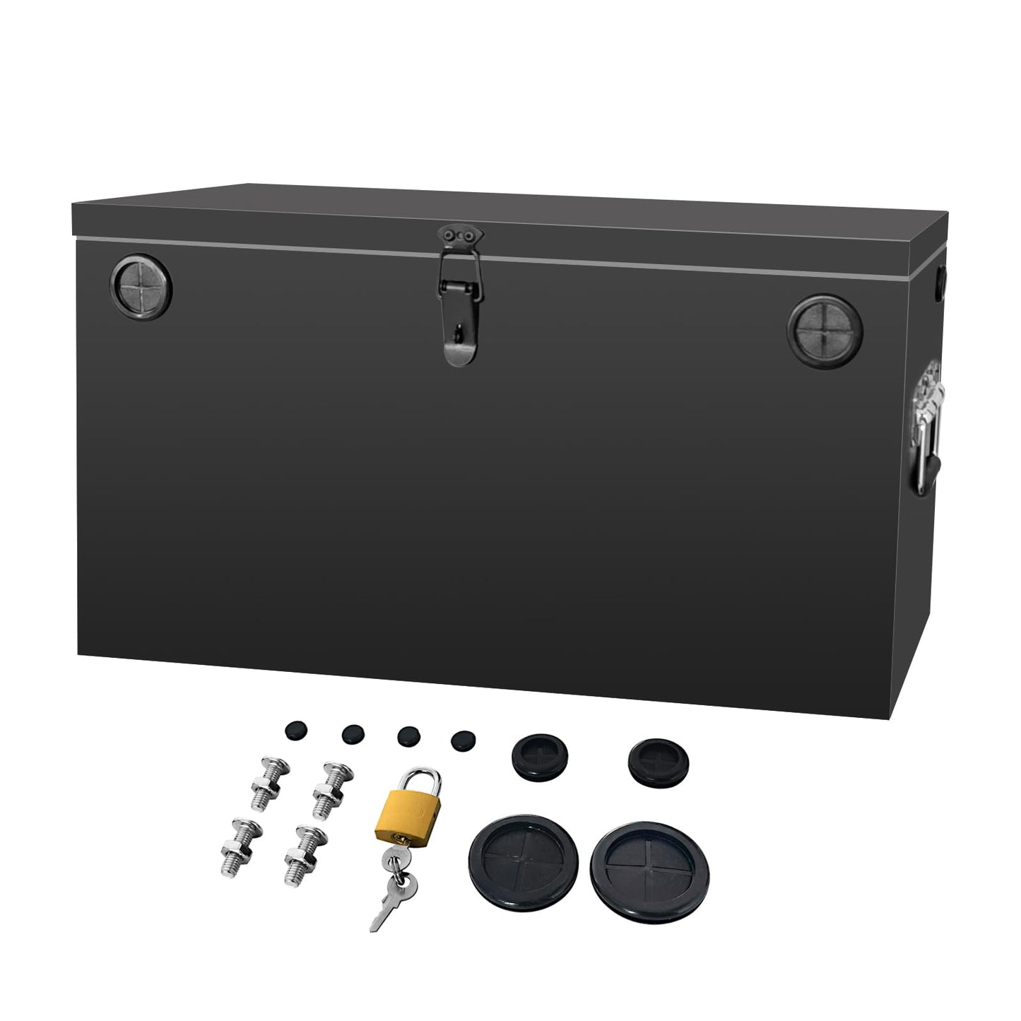Peastorm 12V Car/RV/Marine Battery Box, Steel Battery Relocation Kit for Trailer, Boat, Trolling Motor, Kayak (Double Battery Box Black)