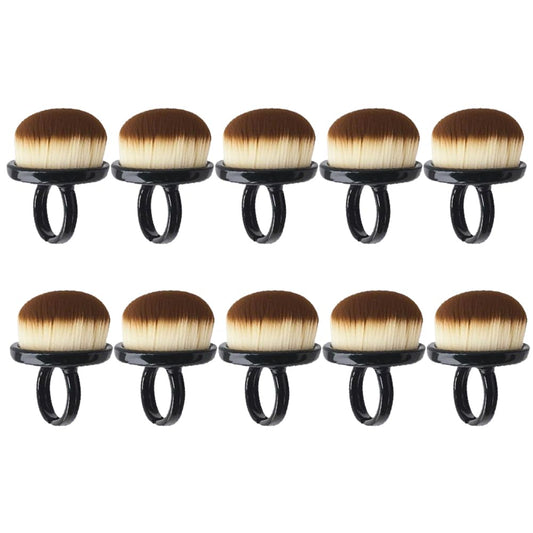 YANGSHINE 10PCS Nail Dust Brushes, Lightweight Soft Small Dust Brush Nails, Portable Nails Dusting Cleaning Brush Ring for Makeup Nail Art, Black