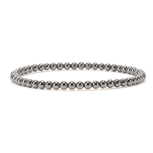 Cherry Tree Collection - Small, Medium, Large Sizes - Gemstone Beaded Bracelets For Women and Men - 4mm Round Beads (Hematite, Small)