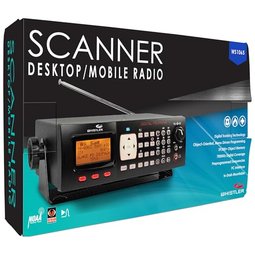 Whistler WS1065 Digital Trunking Desktop Scanner – Programmable Police/Fire Radio with Backlit Display, 1800 Memory Channels, and V-Scanner Technology – Black