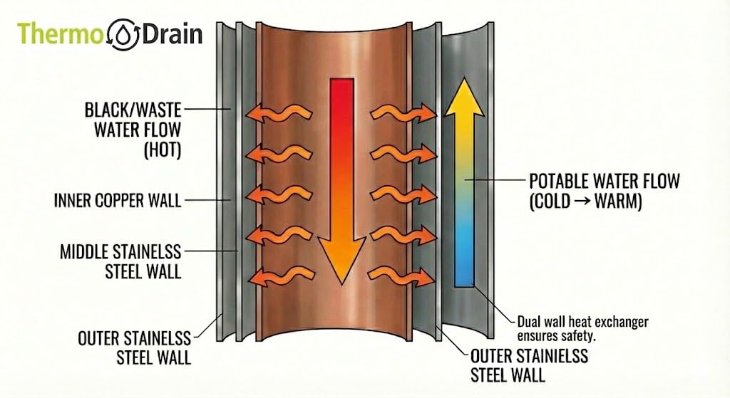 ThermoDrain TDX3240B-PEX Stainless Steel Compact Drain Water Heat Recovery System