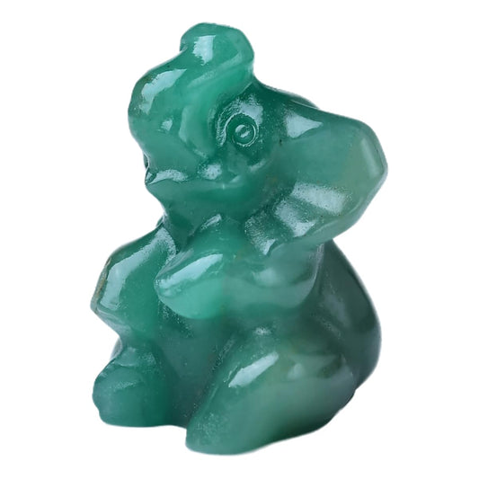 WUYOUSHI Green Aventurine Elephant Decor Figurine Crystals and Healing Stones Elephant Statue Polished Pocket Gemstones Bedroom Office Desk Home Decoration A Lucky Decoration