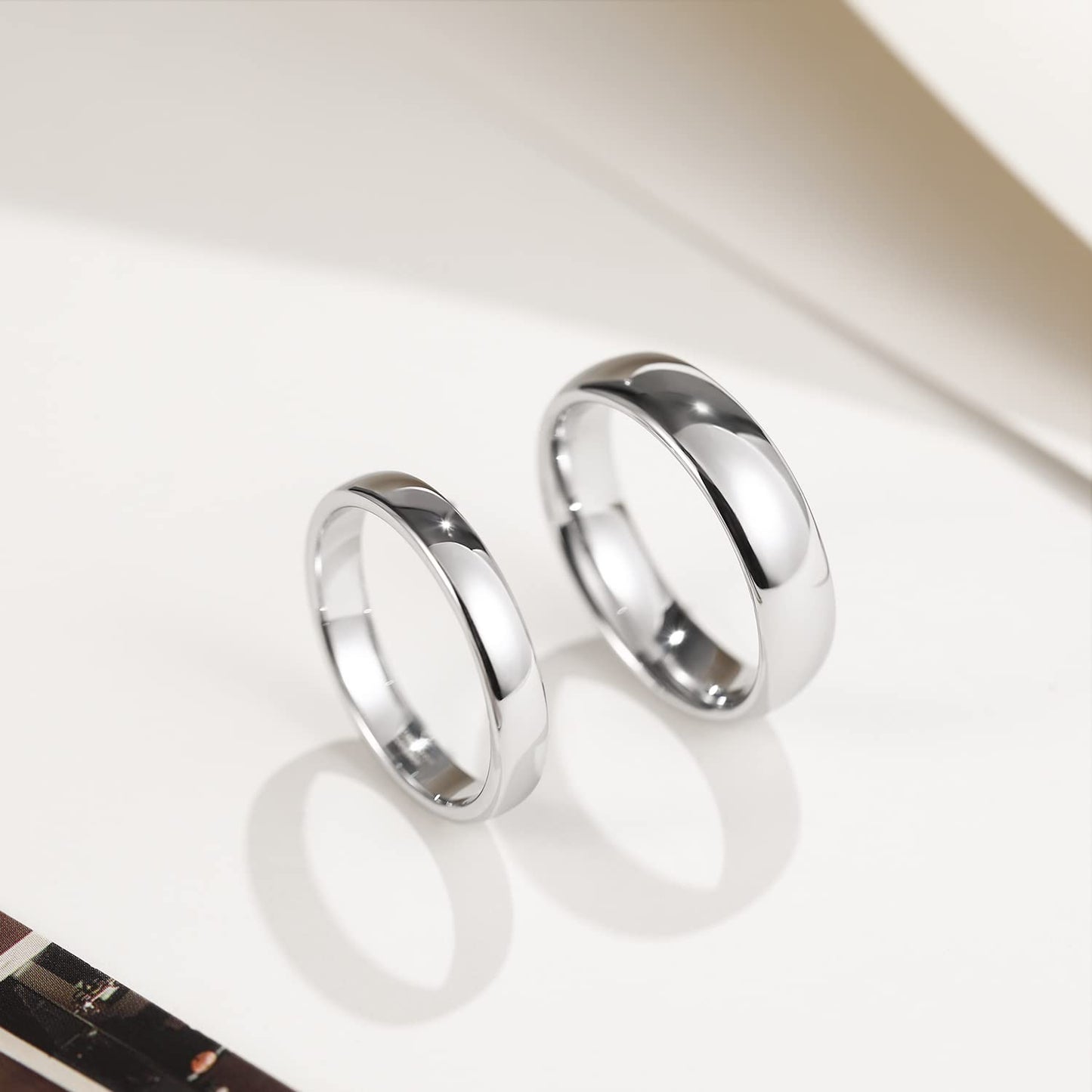 Greenpod 4mm Tungsten Rings for Women High Polished Plain Dome Silver Classic Wedding Band Comfort Fit Size 4.5