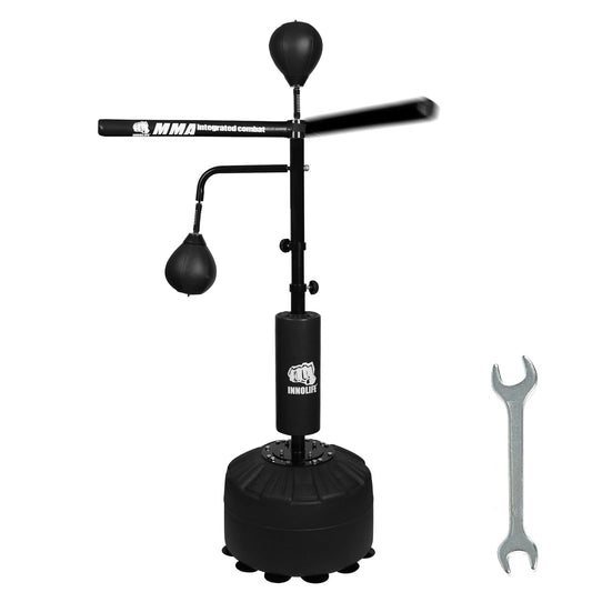 45~82IN Boxing Bar 60L Base Punching Bag Spinning Trainer with Reflex Bar, Adjustable Suitable for Adults (Black)