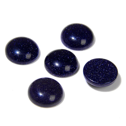 20pcs 12mm Natural Stone No Hole Blue Sandstone Semicircle Smooth Cabochons Beads Healing Chakra Crystal Stone Bead for Jewelry Making Rings Earrings Necklace Bracelet DIY Crafts
