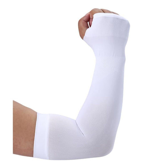 KUHNMARVIN Women Compression Arm Sleeves for men to Cover Arms Tattoo Cover-Up Volleyball Sleeve Softball Pickleball (2pairs white with hand cover)