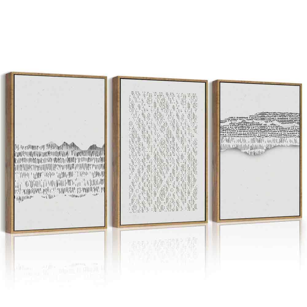 PHOPAGO Gray Abstract Framed Wall Art Mid Century Minimalist Wooden Pastel Boho Wall Decor Modern Neutral Farmhouse Rustic Art Decor - 11x14in Natural Framed