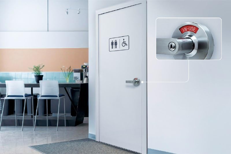 VIZILOK Commercial Door Lock for Bathroom Privacy, Safety, Standard Vacant Occupied Indicator in Satin Chrome, ANSi Grade2, Perfect for Restaurants, Medical Offices, Airbnb, Dorms, Gyms, Fitting Room