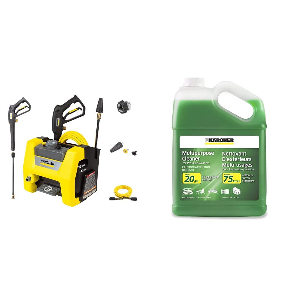 Karcher K1800PS Cube 1800 PSI 1.2 GPM TruPressure Electric Pressure Washer - 2250 Max PSI Power Washer & Pressure Washer Multi-Purpose Cleaning Soap Concentrate – for All Outdoor Surfaces – 1 Gallon