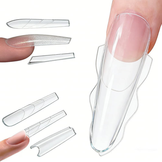 Klimonla Sandwich Dual Nail forms Professional Sandwich Dual Forms-240Pcs Long Stiletto Nail Mold for Fast Extension,15 Sizes Reusable Salon Manicure Tools (240pcs F47s)