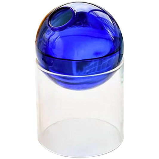 TOYANDONA Colorful Round Glass Hydroponic Planter Vase Large Blue Glass Plant Terrarium Tabletop Ornament Living Room Vase Home Décor