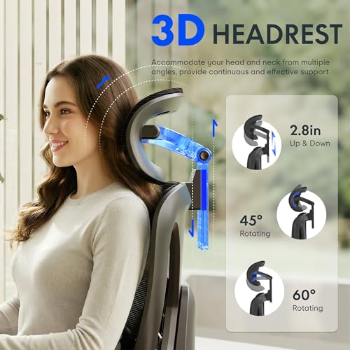 FLEXISPOT ErgoX Premium Ergonomic Office Chair with Footrest- Adjustable 3D Armrests, Dynamic Lumbar Support, Recline & Tilt Function, Mesh Seat, for Home & Office Use,Blue
