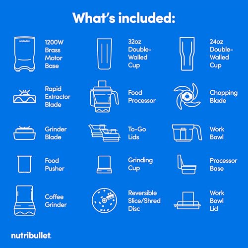 nutribullet® Ultra Plus+ 3-1 Compact Kitchen System, 1200W Kitchen System with Blender, Food Processor, and Coffee and Spice Grinder, 32oz and 24oz Blending Cups, 2-Cup Food Processor, Pearl White