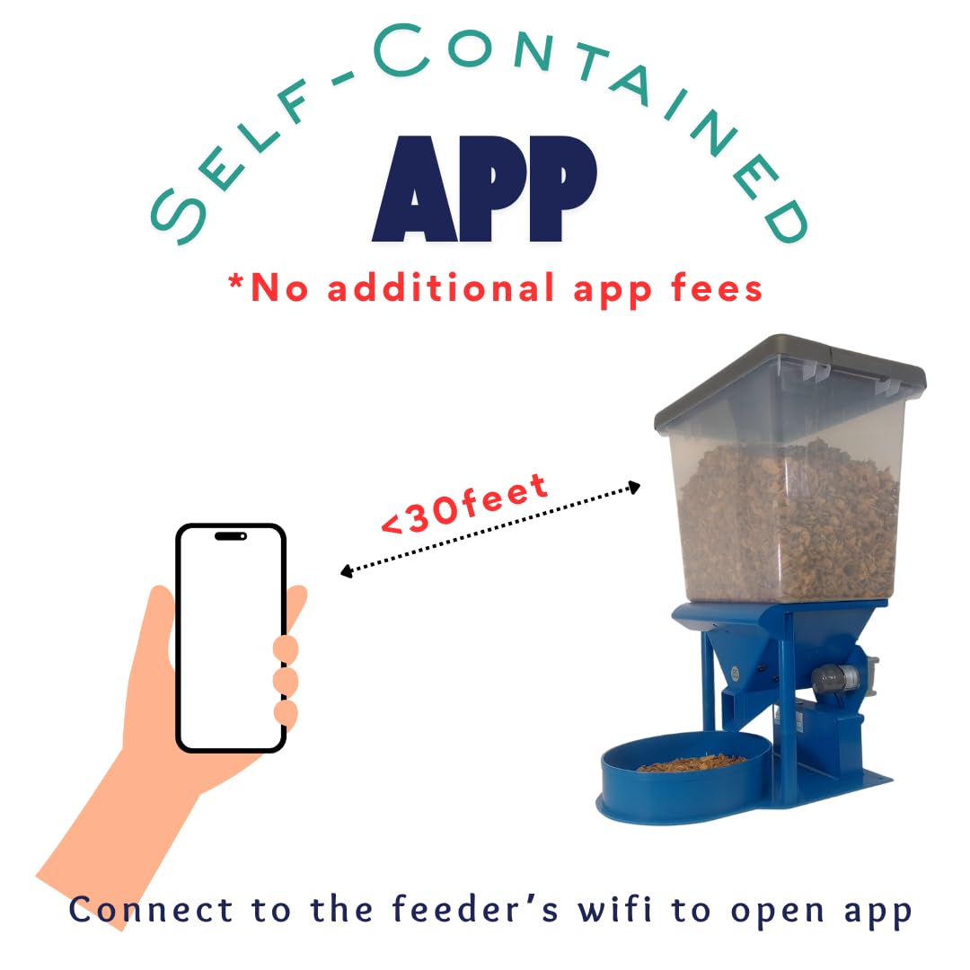 PAWFECTSMART Precision XL Automatic Large Dog Feeder, 30 lb Storage Capacity, Program up to 4 timed Meals/Day with Smartphone, JAM-Free (Royal Blue)