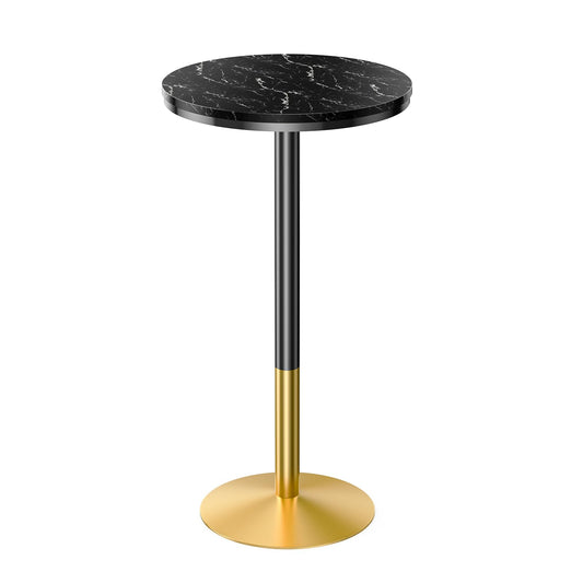 Modern Round Marble Bar Table, 22" Black Marble Top Pub Table with Gold Metal Base, Tall Bistro Table for Home Bar, Kitchen, Dining, Small Spaces, 41'' Bar Height