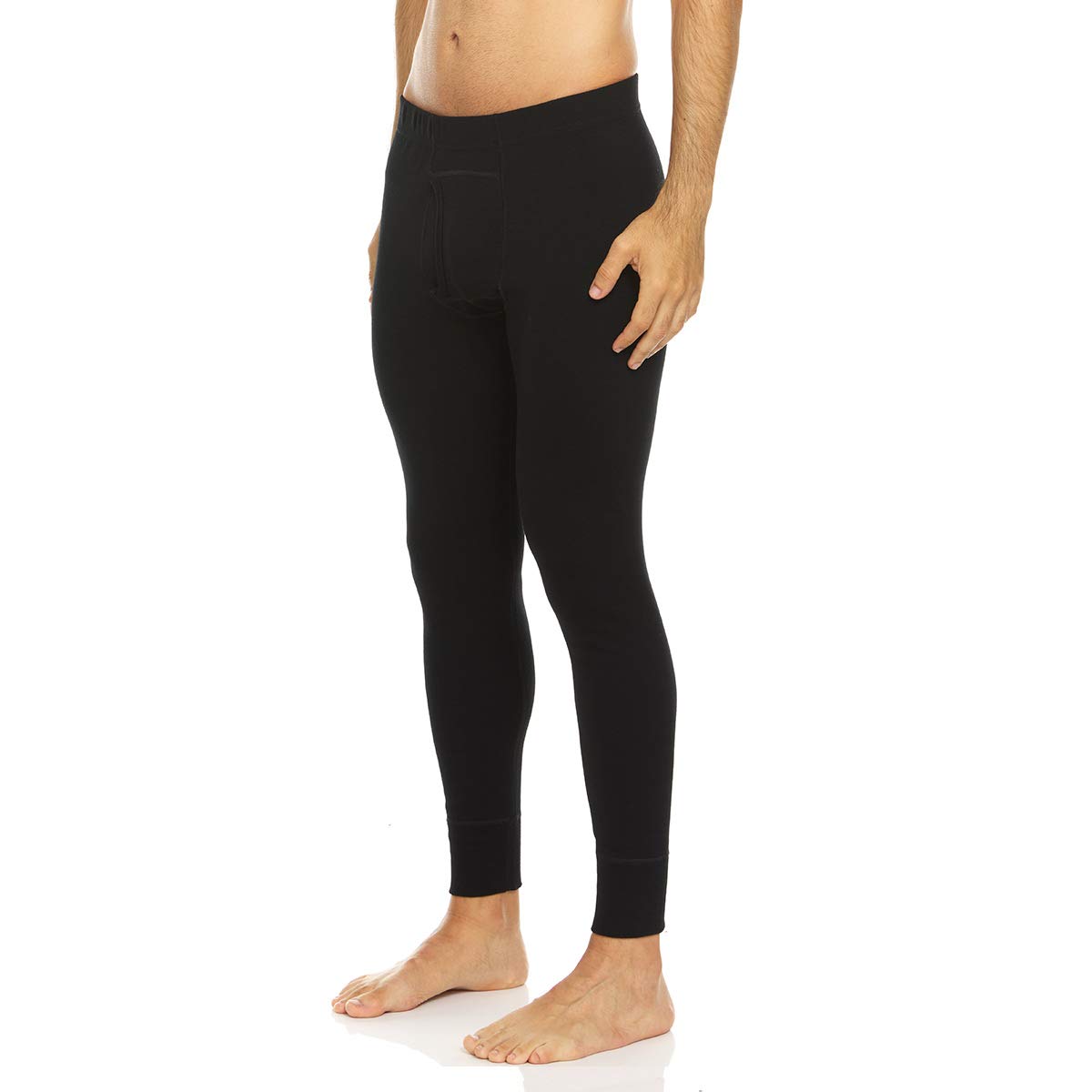 100% Merino Wool Expedition Weight Mens Bottoms - Heavy Weight Base Layer Pants - Extreme Cold Weather Gear - Black - Large