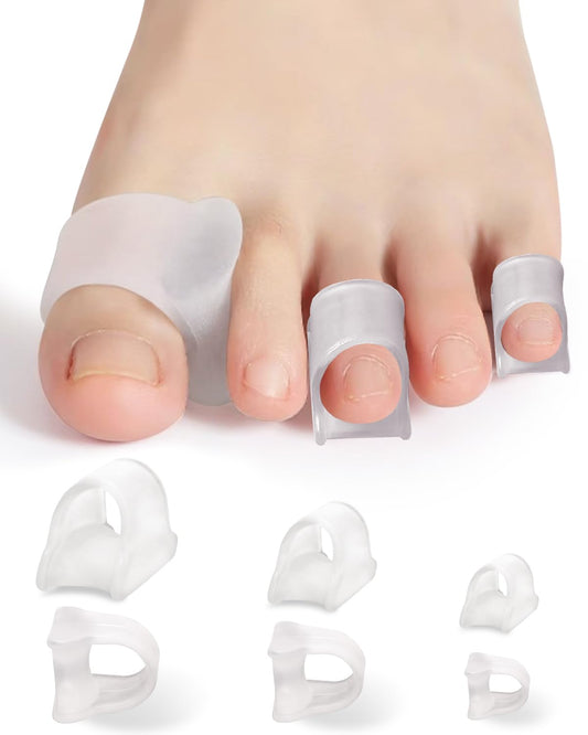 PGRODE 12Pcs Hammer Toe Corrector Straighteners for Women and Men Curled Toes, Crooked, Claw, Hammertoe, Gel Toe Splints Bunion Spacer Separators for Straightening (Multi-size)