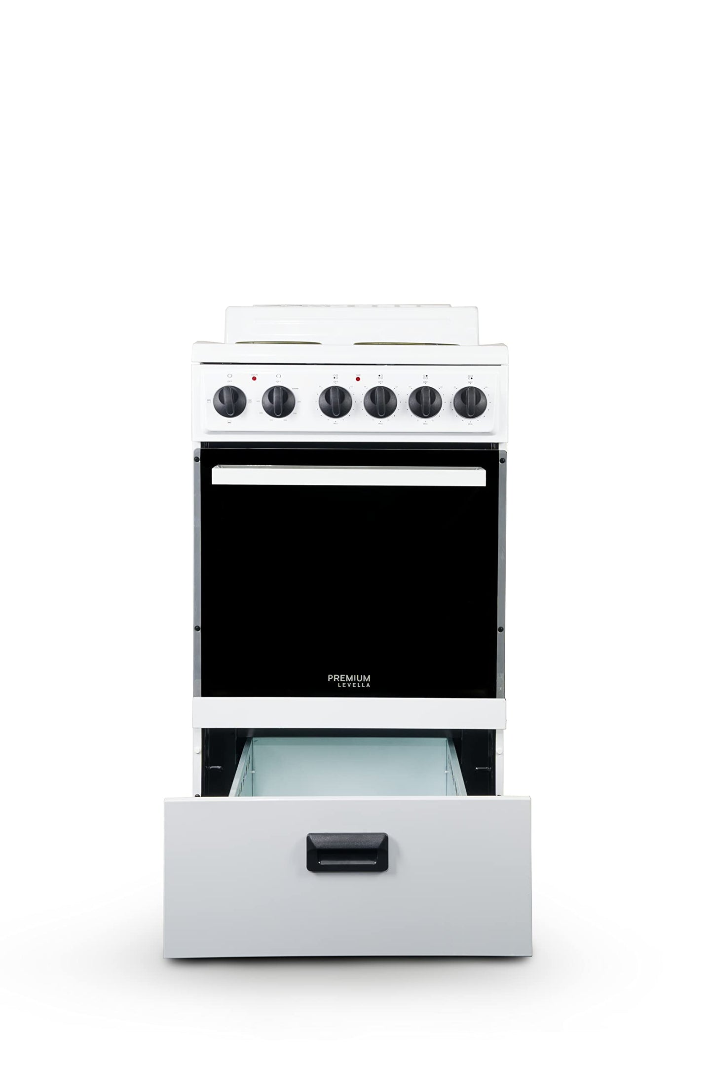 Premium Levella PRE2025GW 20 in Freestanding Electric Range with 4 Coil Burners and 2.2 Cu. Ft. Single Oven Capacity with Lower Storage Drawer in White