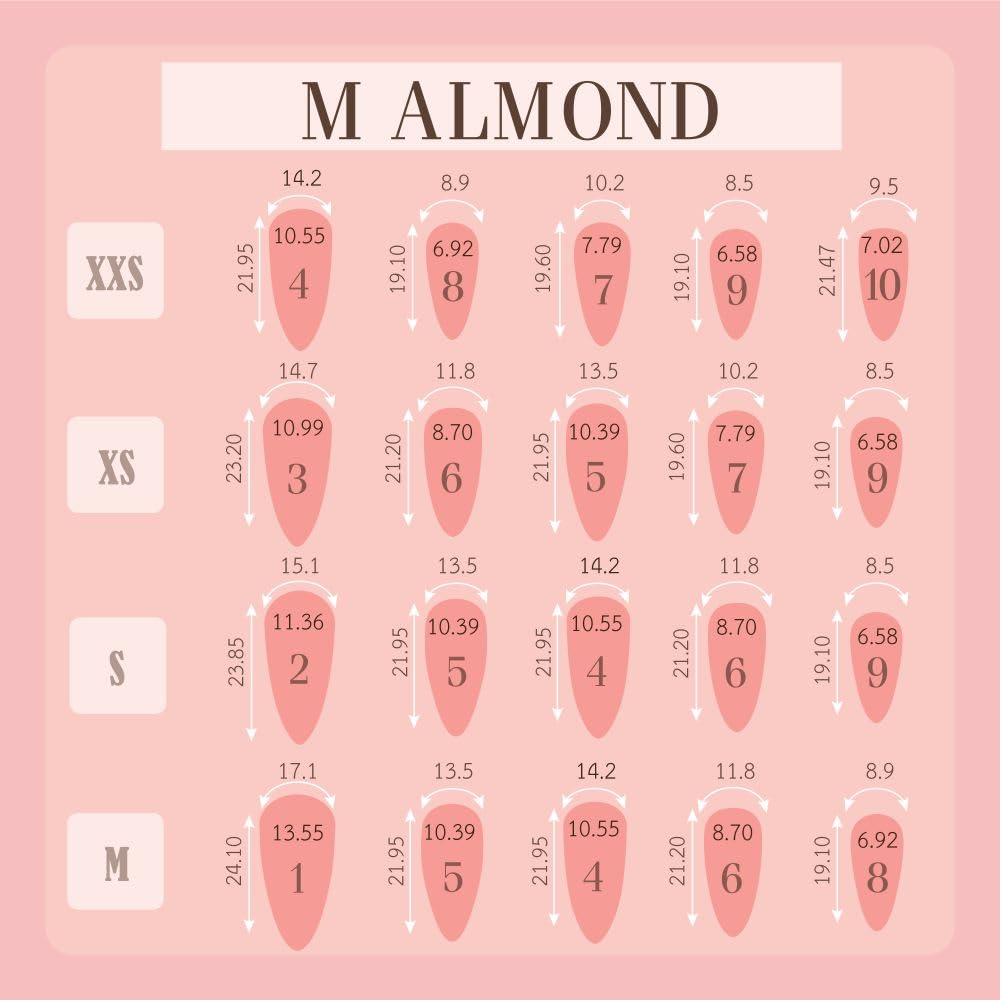 Medium Almond Press On Nails, French Moonlight Pink with Bow Design, Handmade 10-Piece Set, Sizes XXS-XL (XL)