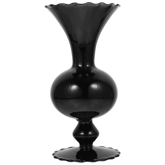 Uonlytech Vintage Black Glass Flower Vase Hydroponic Glass Planter Decorative Plant Terrarium for Desktop Table Home Décor