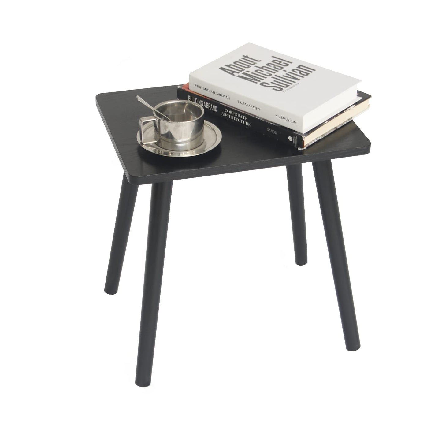 AWASEN Side Table, Small Black End Table for Living Room Bedroom Office Small Spaces, Modern Accent Side Table Nightstand with Solid Wood, Easy Assembly, (Black)
